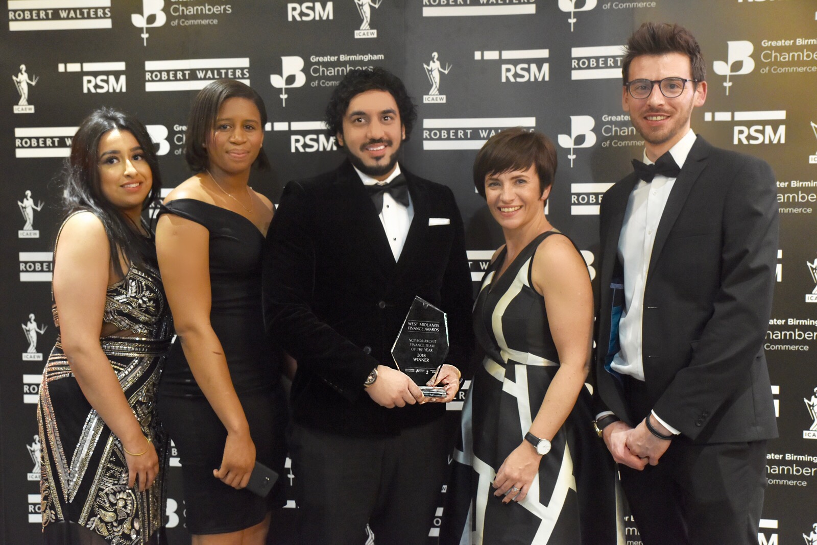 Millennium Point Finance team after winning at the West Midlands Finance Awards 2018